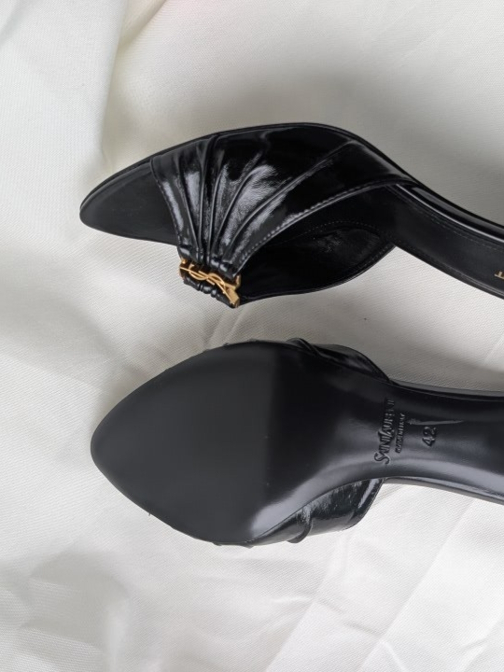 Saint Laurent Black Leather YSL Logo Slide Mule - Picture 10 of 16